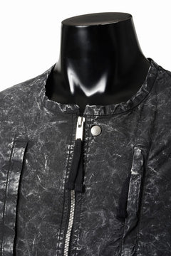 画像をギャラリービューアに読み込む, thom/krom COLLARLESS JACKET / DYED STRETCH COTTON (BLACK MARBLE)