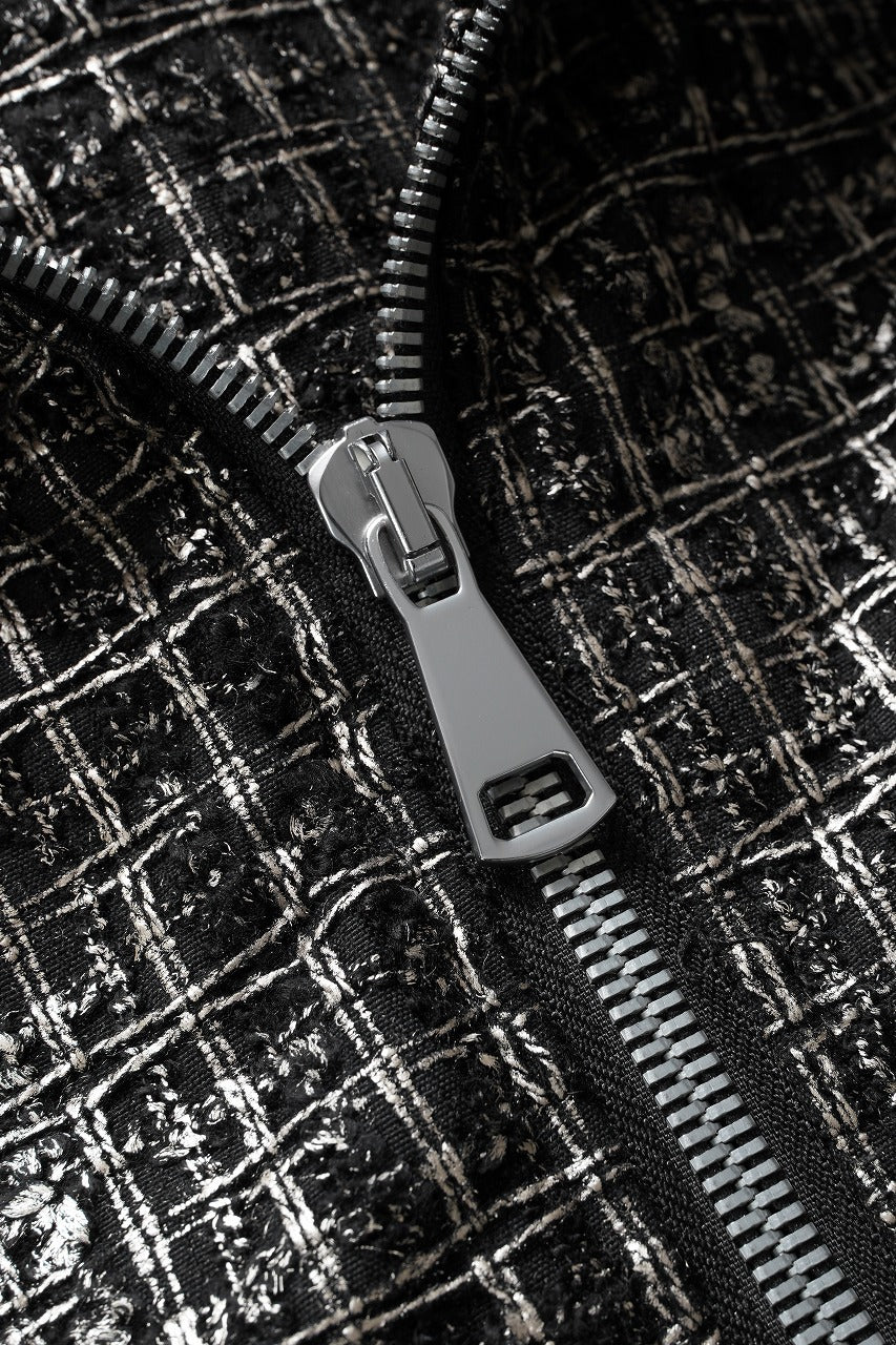 画像をギャラリービューアに読み込む, A.F ARTEFACT HOODED ZIPPER BLOUSON / LUXURY TWEED (BLACK x GOLD)