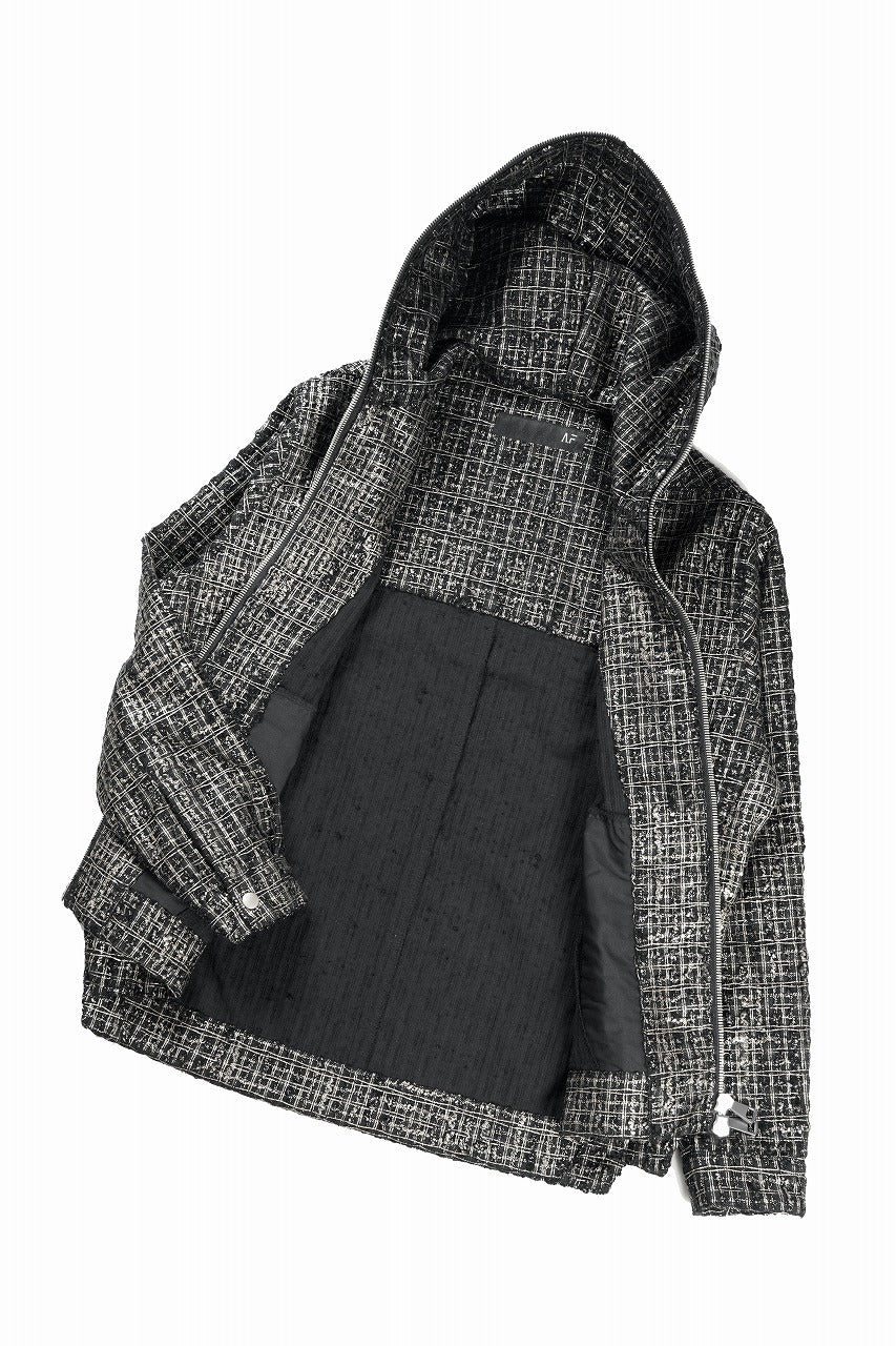画像をギャラリービューアに読み込む, A.F ARTEFACT HOODED ZIPPER BLOUSON / LUXURY TWEED (BLACK x GOLD)