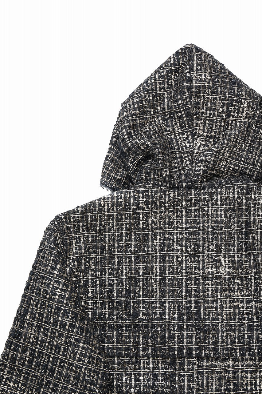 画像をギャラリービューアに読み込む, A.F ARTEFACT HOODED ZIPPER BLOUSON / LUXURY TWEED (BLACK x GOLD)