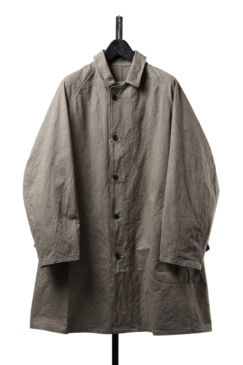 Load image into Gallery viewer, KLASICA "GHOST Ⅱ" SINGLE LAYER BALMACAAN COAT / HAND DYED HIGH DENSITY TWILL (DUST)