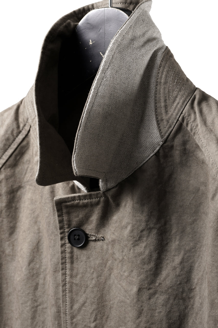 Load image into Gallery viewer, KLASICA "GHOST Ⅱ" SINGLE LAYER BALMACAAN COAT / HAND DYED HIGH DENSITY TWILL (DUST)