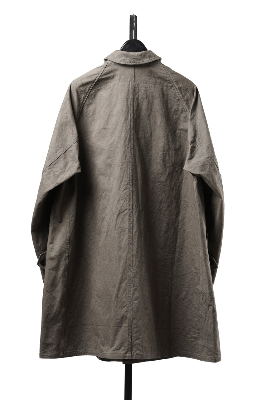 Load image into Gallery viewer, KLASICA "GHOST Ⅱ" SINGLE LAYER BALMACAAN COAT / HAND DYED HIGH DENSITY TWILL (DUST)