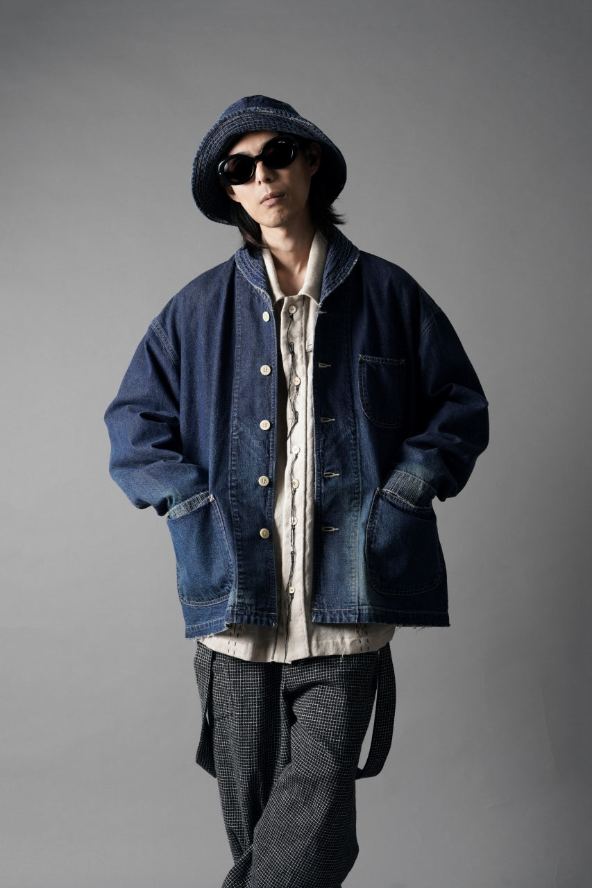 Load image into Gallery viewer, MADNESS NV. SHAWL COLLAR DENIM COVERALL (INDIGO)