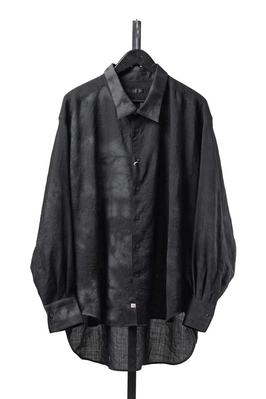 画像をギャラリービューアに読み込む, KLASICA "SH-053-MU" PLAIN BIG SHIRTS / ”KAGO-ZOME" DYED MUSLIN (BLACK GRAY)