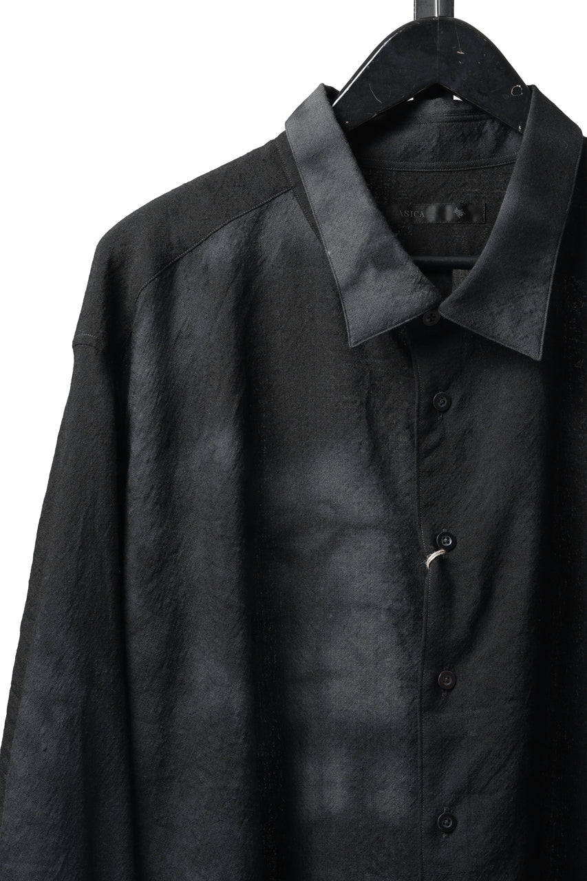 画像をギャラリービューアに読み込む, KLASICA "SH-053-MU" PLAIN BIG SHIRTS / ”KAGO-ZOME" DYED MUSLIN (BLACK GRAY)