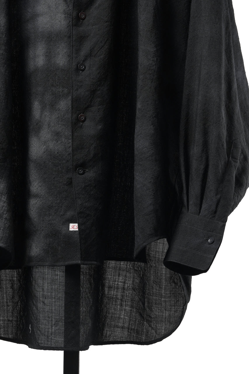 画像をギャラリービューアに読み込む, KLASICA "SH-053-MU" PLAIN BIG SHIRTS / ”KAGO-ZOME" DYED MUSLIN (BLACK GRAY)