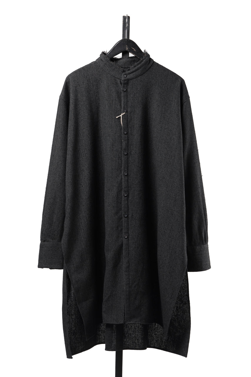 画像をギャラリービューアに読み込む, KLASICA "SH-042" STAND COLLAR LONG TAIL SHIRTS / AMBIENCE ANTIQUE DRAPER (CACAO NIB)
