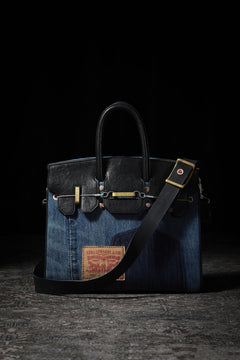画像をギャラリービューアに読み込む, ierib exclusive 2Way Bark Bag 30 / Vintage Denim + Horse Leather (INDIGO x BLACK #B)