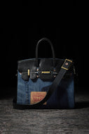 ierib exclusive 2Way Bark Bag 30 / Vintage Denim + Horse Leather (INDIGO x BLACK #B)