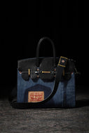 ierib exclusive 2Way Bark Bag 30 / Vintage Denim + Horse Leather (INDIGO x BLACK #A)