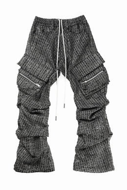 A.F ARTEFACT TUCK CARGO PANTS / LUXURY TWEED (BLACK x GOLD)