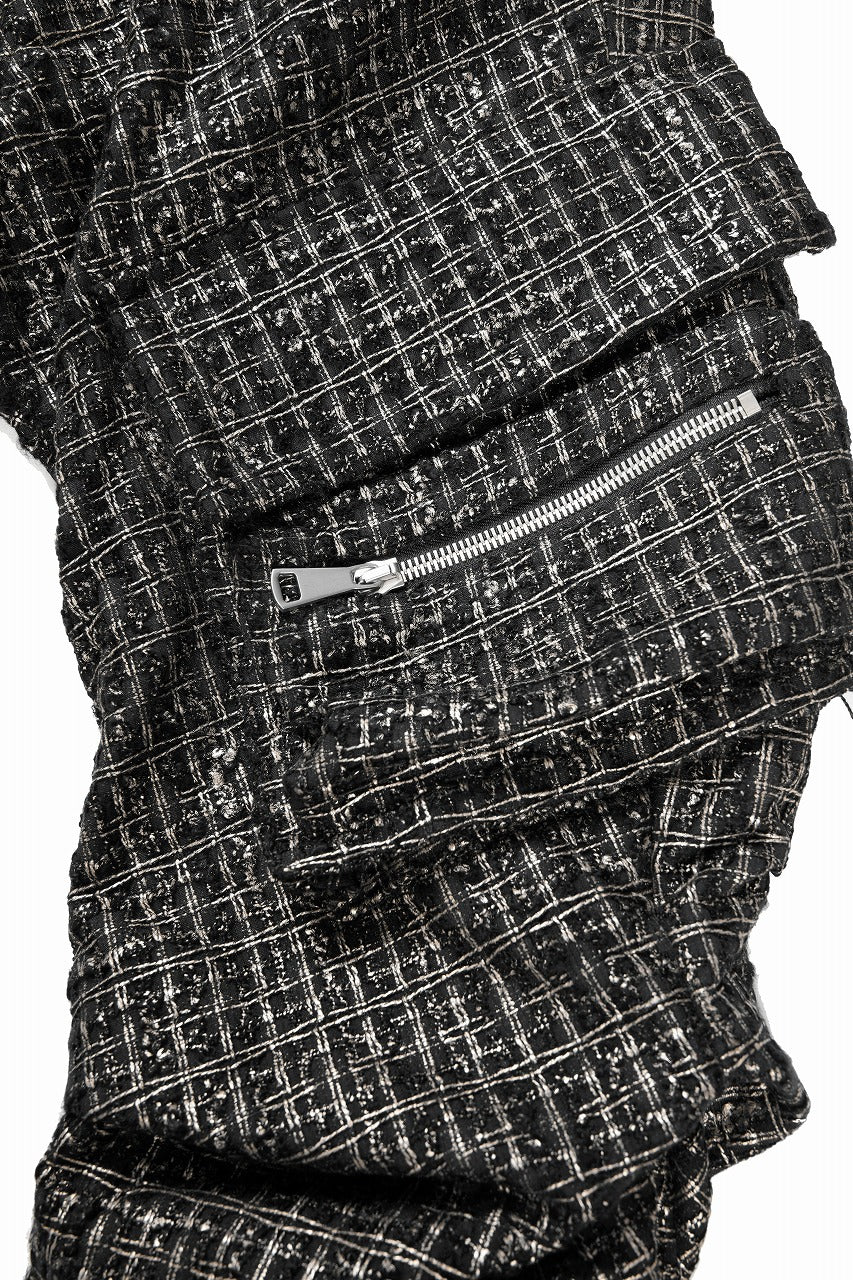 画像をギャラリービューアに読み込む, A.F ARTEFACT TUCK CARGO PANTS / LUXURY TWEED (BLACK x GOLD)