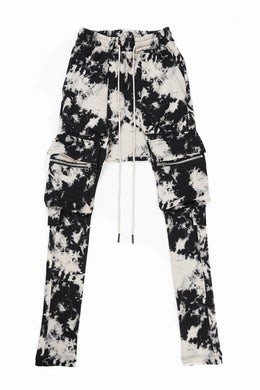 A.F ARTEFACT FLAP CARGO SAROUEL SKINNY / MOTTLED DYING (BLACK x IVORY)
