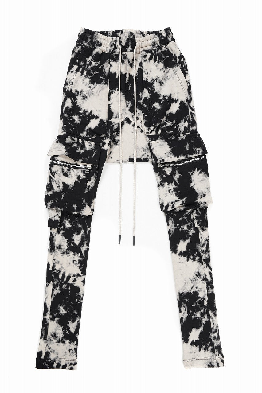 画像をギャラリービューアに読み込む, A.F ARTEFACT FLAP CARGO SAROUEL SKINNY / MOTTLED DYING (BLACK x IVORY)