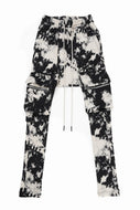 A.F ARTEFACT FLAP CARGO SAROUEL SKINNY / MOTTLED DYING (BLACK x IVORY)