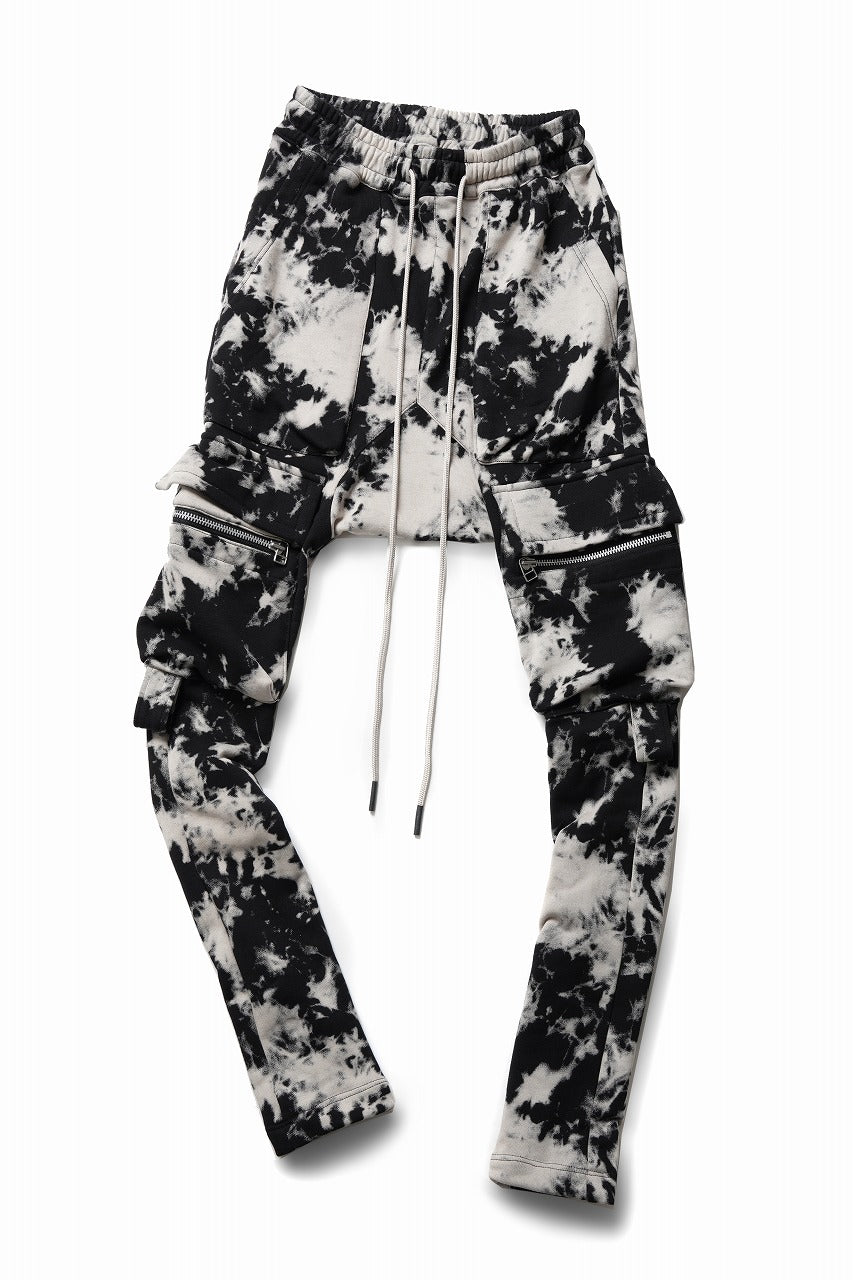 画像をギャラリービューアに読み込む, A.F ARTEFACT FLAP CARGO SAROUEL SKINNY / MOTTLED DYING (BLACK x IVORY)