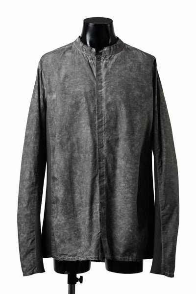 thom/krom STAND COLLAR SHIRT / DYED ORGANIC COTTON (VEGETAL BLACK)