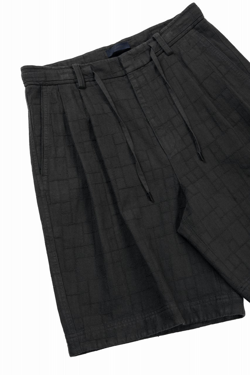 画像をギャラリービューアに読み込む, Juun.J [COMFORT] Square Jacquard Waist String Shorts (Black)