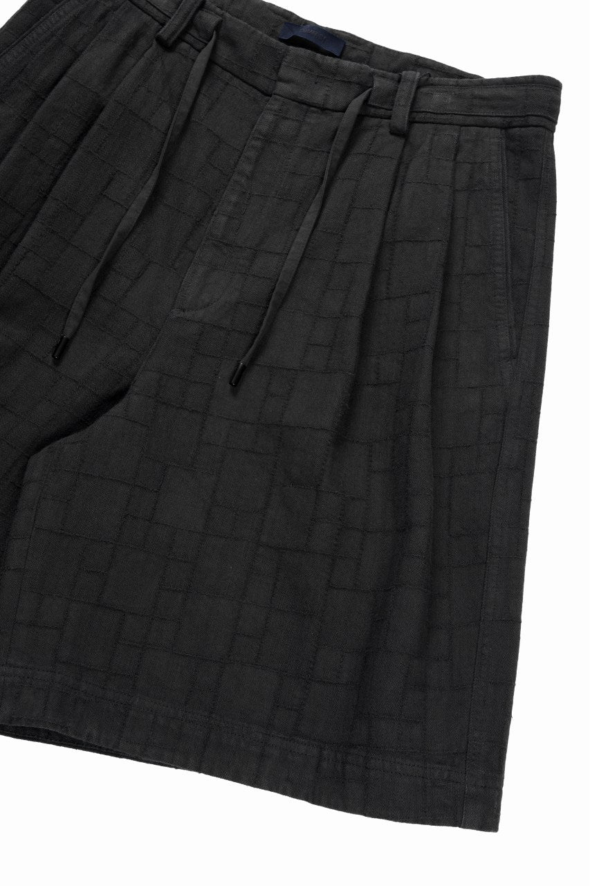 画像をギャラリービューアに読み込む, Juun.J [COMFORT] Square Jacquard Waist String Shorts (Black)