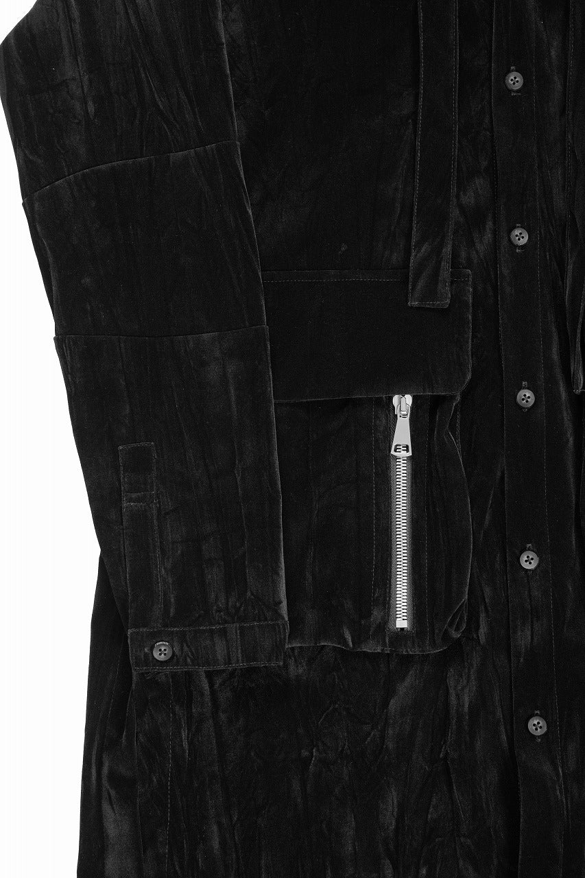 画像をギャラリービューアに読み込む, A.F ARTEFACT HOODED LONG JACKET / WASHER VELOR (BLACK)