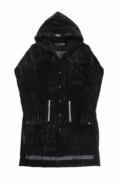 画像をギャラリービューアに読み込む, A.F ARTEFACT HOODED LONG JACKET / WASHER VELOR (BLACK)
