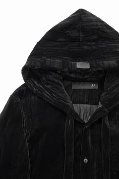 画像をギャラリービューアに読み込む, A.F ARTEFACT HOODED LONG JACKET / WASHER VELOR (BLACK)