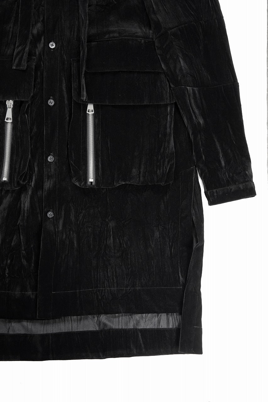 画像をギャラリービューアに読み込む, A.F ARTEFACT HOODED LONG JACKET / WASHER VELOR (BLACK)