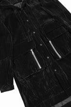 画像をギャラリービューアに読み込む, A.F ARTEFACT HOODED LONG JACKET / WASHER VELOR (BLACK)
