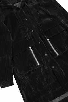 画像をギャラリービューアに読み込む, A.F ARTEFACT HOODED LONG JACKET / WASHER VELOR (BLACK)
