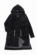 画像をギャラリービューアに読み込む, A.F ARTEFACT HOODED LONG JACKET / WASHER VELOR (BLACK)