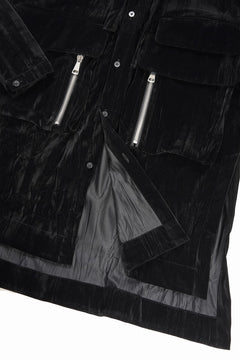画像をギャラリービューアに読み込む, A.F ARTEFACT HOODED LONG JACKET / WASHER VELOR (BLACK)