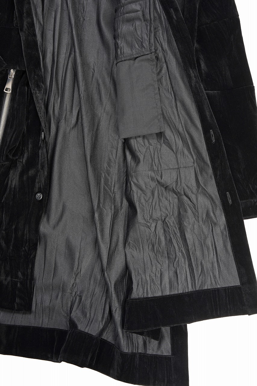 画像をギャラリービューアに読み込む, A.F ARTEFACT HOODED LONG JACKET / WASHER VELOR (BLACK)