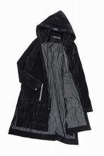 画像をギャラリービューアに読み込む, A.F ARTEFACT HOODED LONG JACKET / WASHER VELOR (BLACK)