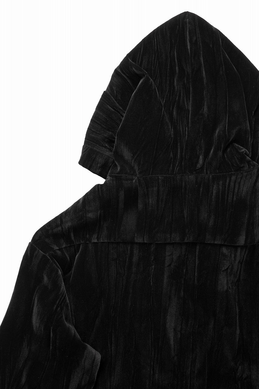 画像をギャラリービューアに読み込む, A.F ARTEFACT HOODED LONG JACKET / WASHER VELOR (BLACK)