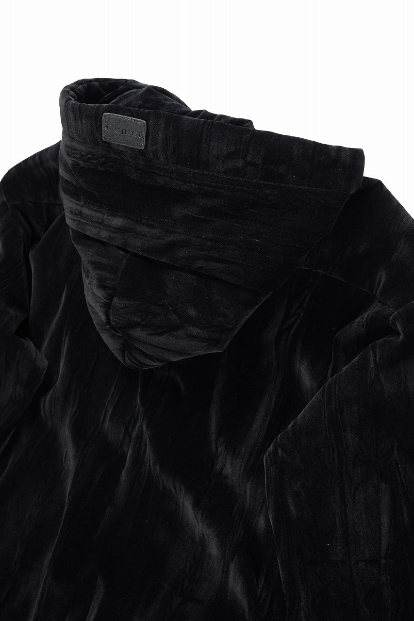 画像をギャラリービューアに読み込む, A.F ARTEFACT HOODED LONG JACKET / WASHER VELOR (BLACK)