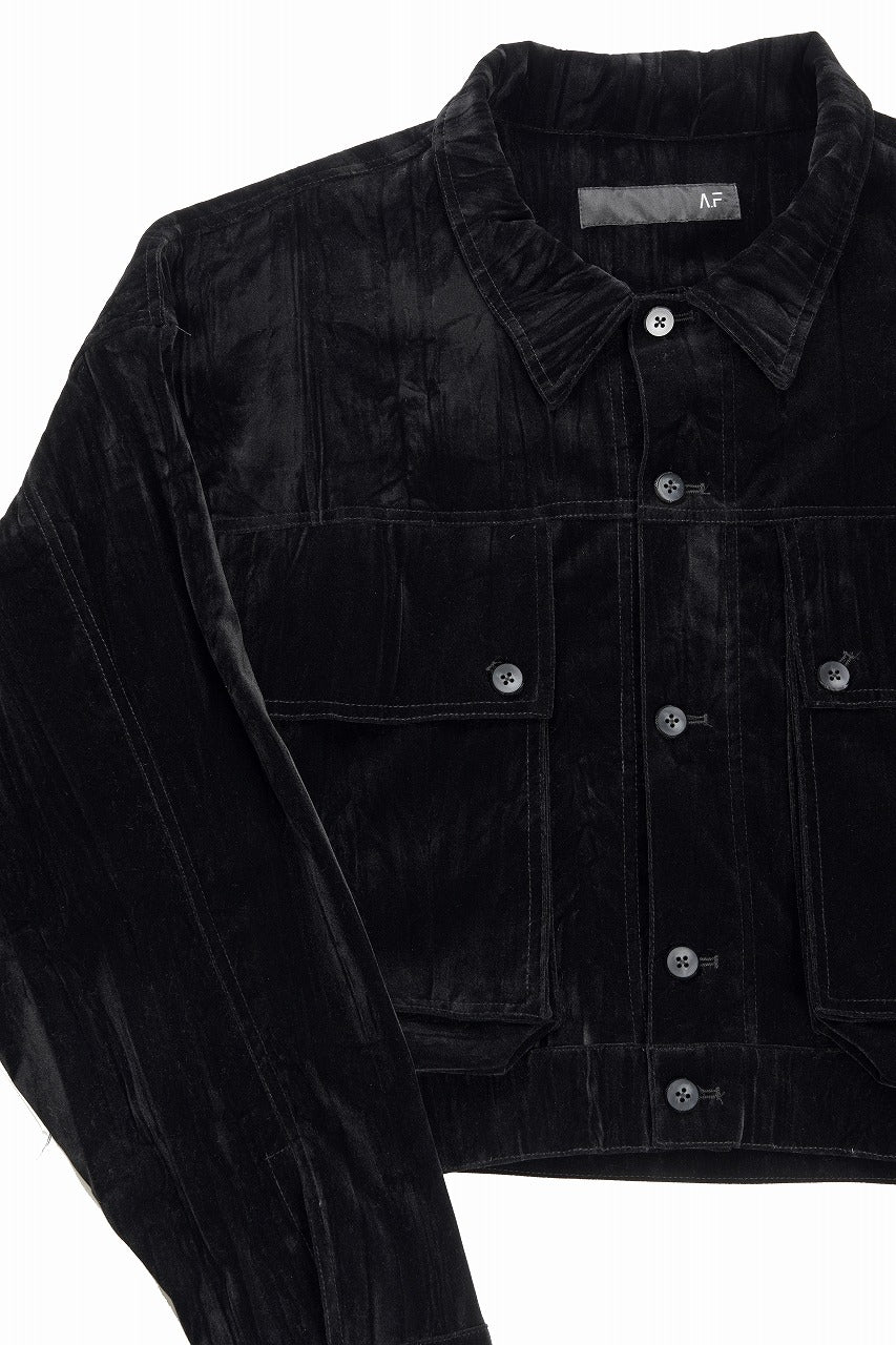 画像をギャラリービューアに読み込む, A.F ARTEFACT BIG POCKET SHORT BLOUSON / WASHER VELOR (BLACK)