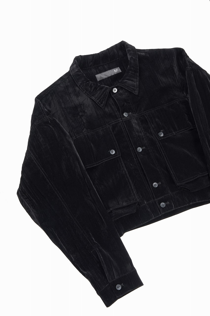 画像をギャラリービューアに読み込む, A.F ARTEFACT BIG POCKET SHORT BLOUSON / WASHER VELOR (BLACK)