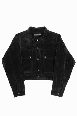 A.F ARTEFACT BIG POCKET SHORT BLOUSON / WASHER VELOR (BLACK)