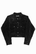 A.F ARTEFACT BIG POCKET SHORT BLOUSON / WASHER VELOR (BLACK)