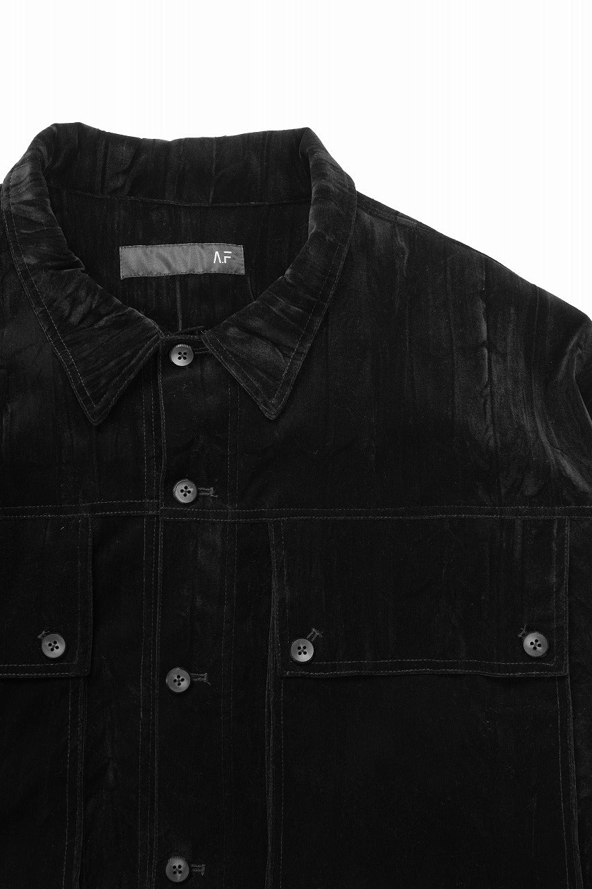 画像をギャラリービューアに読み込む, A.F ARTEFACT BIG POCKET SHORT BLOUSON / WASHER VELOR (BLACK)