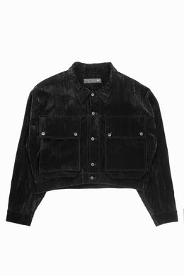 A.F ARTEFACT BIG POCKET SHORT BLOUSON / WASHER VELOR (BLACK)