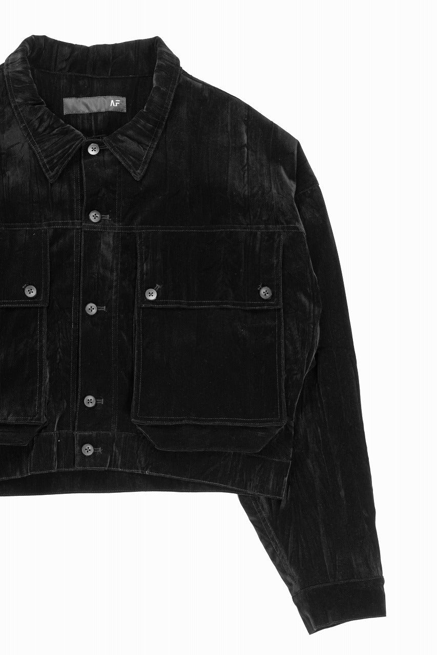 画像をギャラリービューアに読み込む, A.F ARTEFACT BIG POCKET SHORT BLOUSON / WASHER VELOR (BLACK)