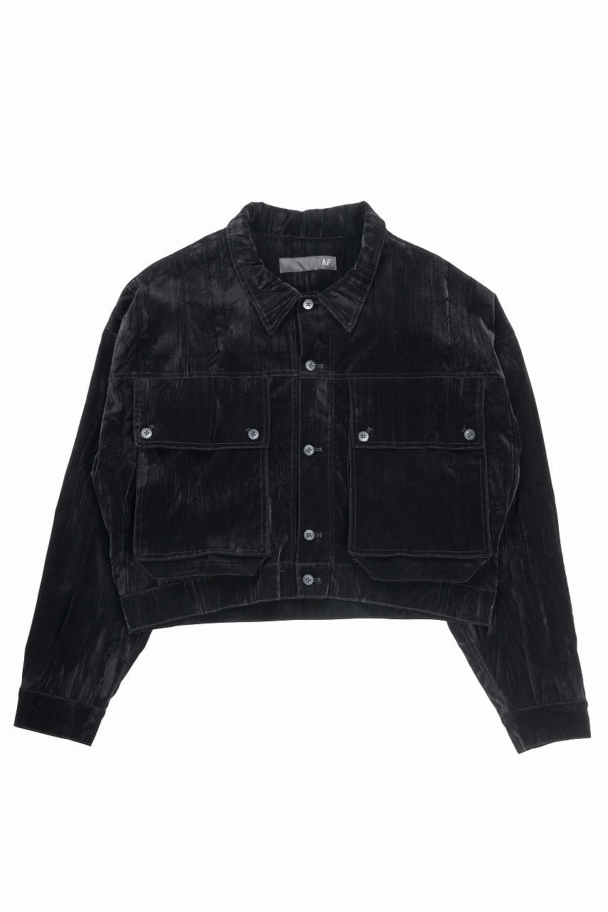 画像をギャラリービューアに読み込む, A.F ARTEFACT BIG POCKET SHORT BLOUSON / WASHER VELOR (BLACK)