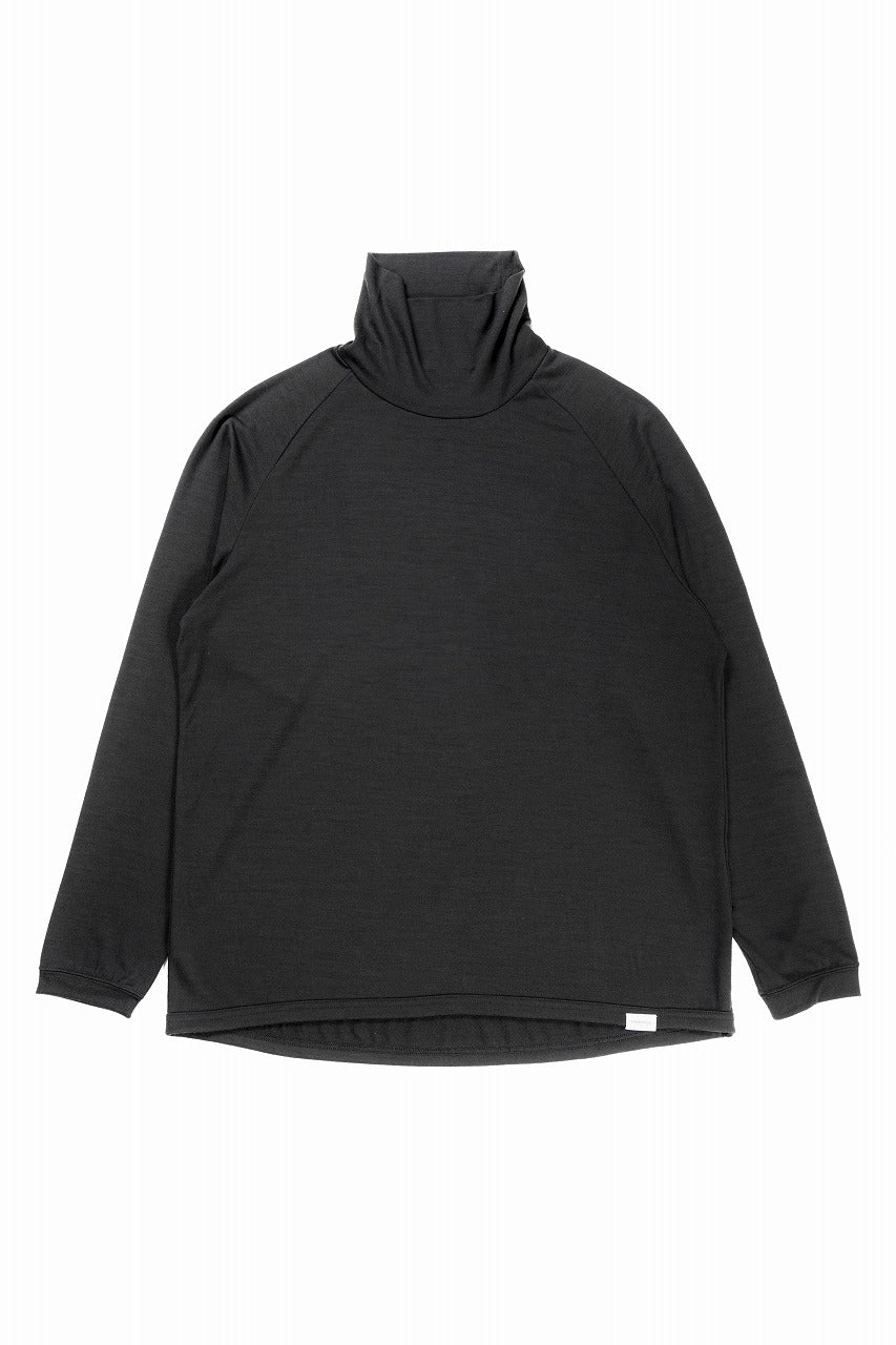 CAPERTICA OFF TURTLE NECK TOP / SUPER 140s WASHABLE WOOL DC-JERSEY (DARKNESS)