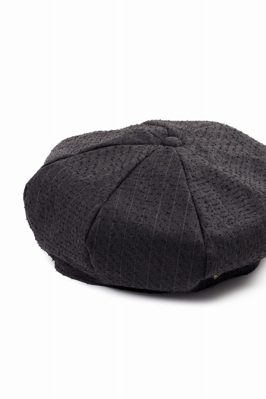 KLASICA OVER SIZED CLASSIC 8 PEICES BERET / FORK NEEDLE PUNCH SUPER 100's PENCIL STRIPE (IRON BROWN STRIPES)