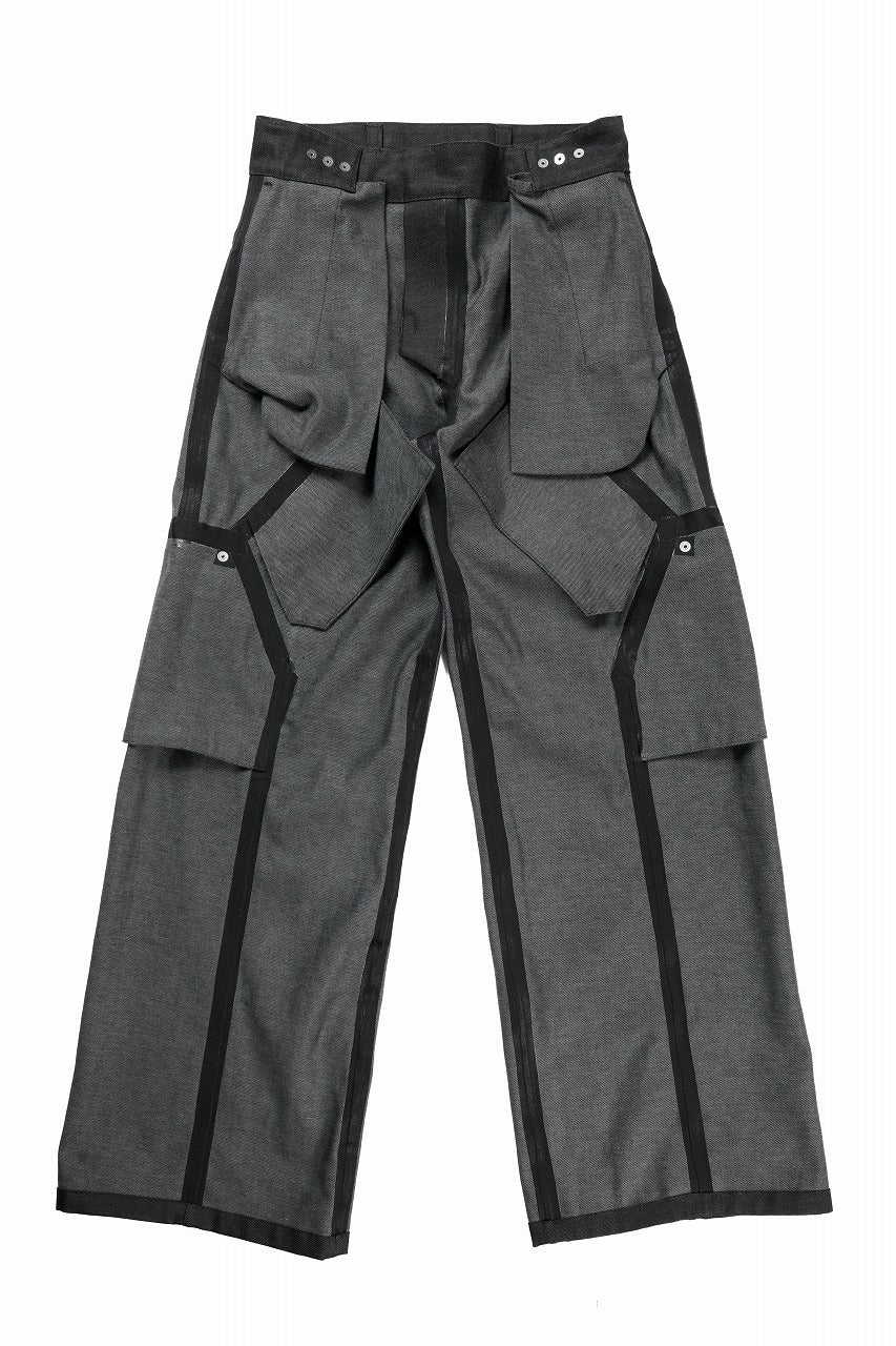 OPPOSE DUALITY 8POCKET PANEL WIDE DENIM TROUSERS (BLACK GREY)