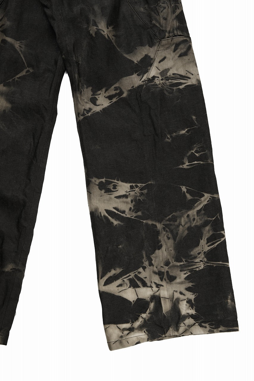 OPPOSE DUALITY 8POCKET PANEL WIDE DENIM TROUSERS / HAND BLEACHED DENIM (BLACK GREY BLEACH)