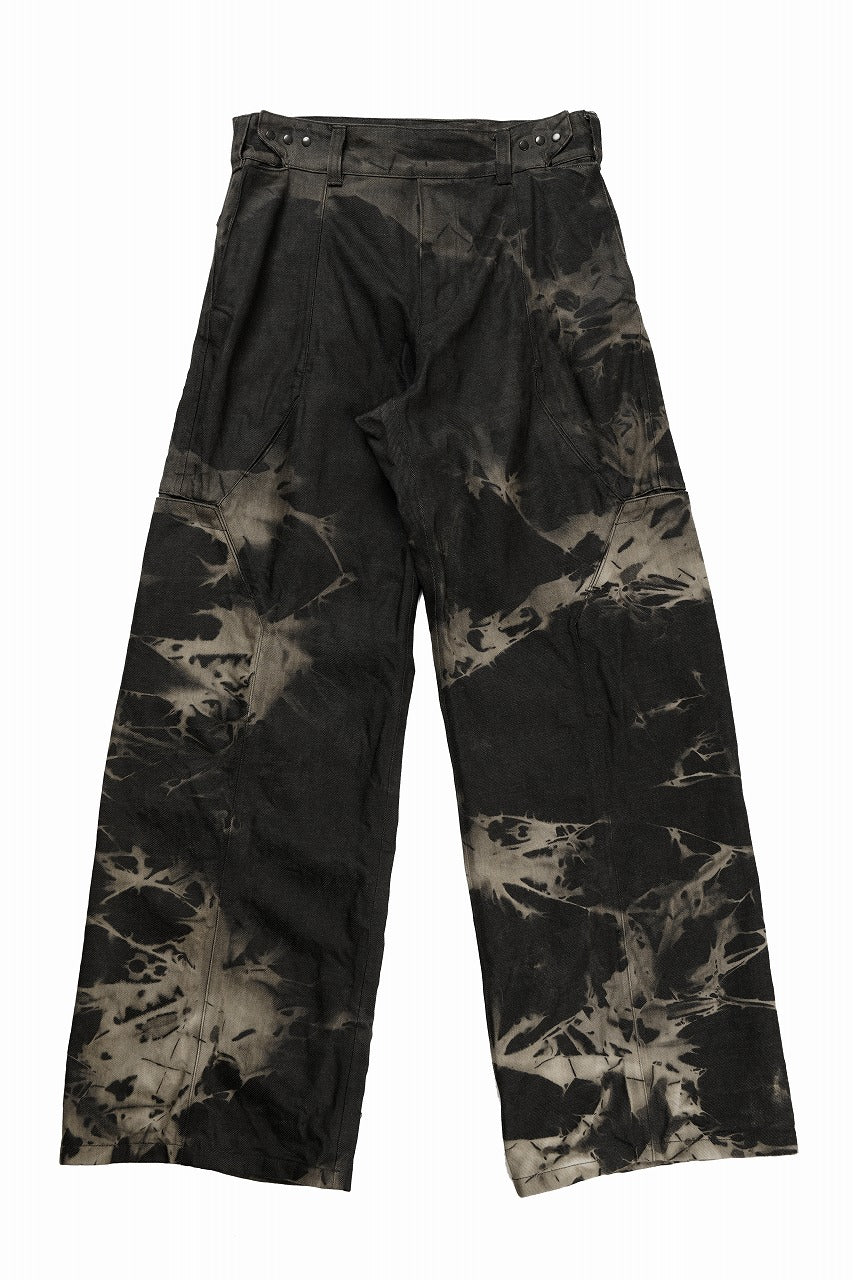 OPPOSE DUALITY 8POCKET PANEL WIDE DENIM TROUSERS / HAND BLEACHED DENIM (BLACK GREY BLEACH)