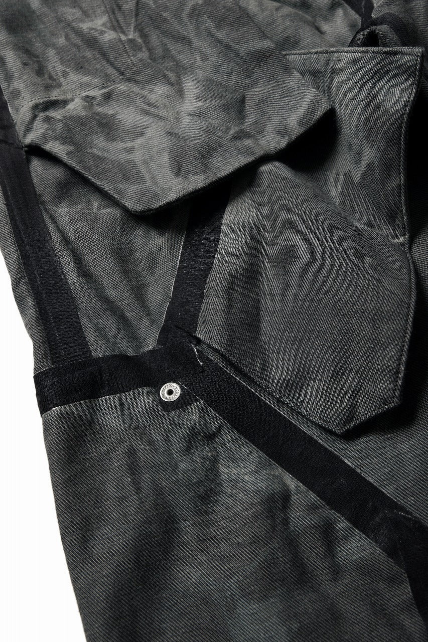 OPPOSE DUALITY 8POCKET PANEL WIDE DENIM TROUSERS / HAND BLEACHED DENIM (BLACK GREY BLEACH)
